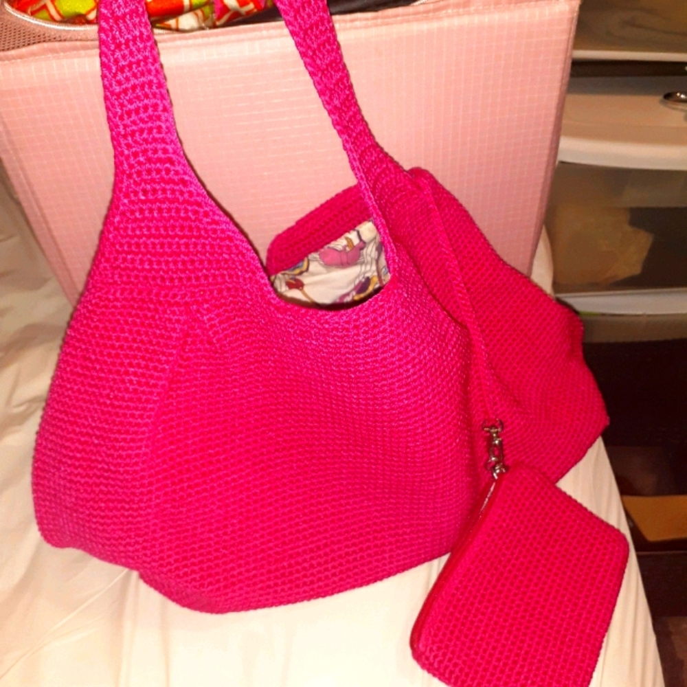 The SAK crocheted sling tote w/coin purse